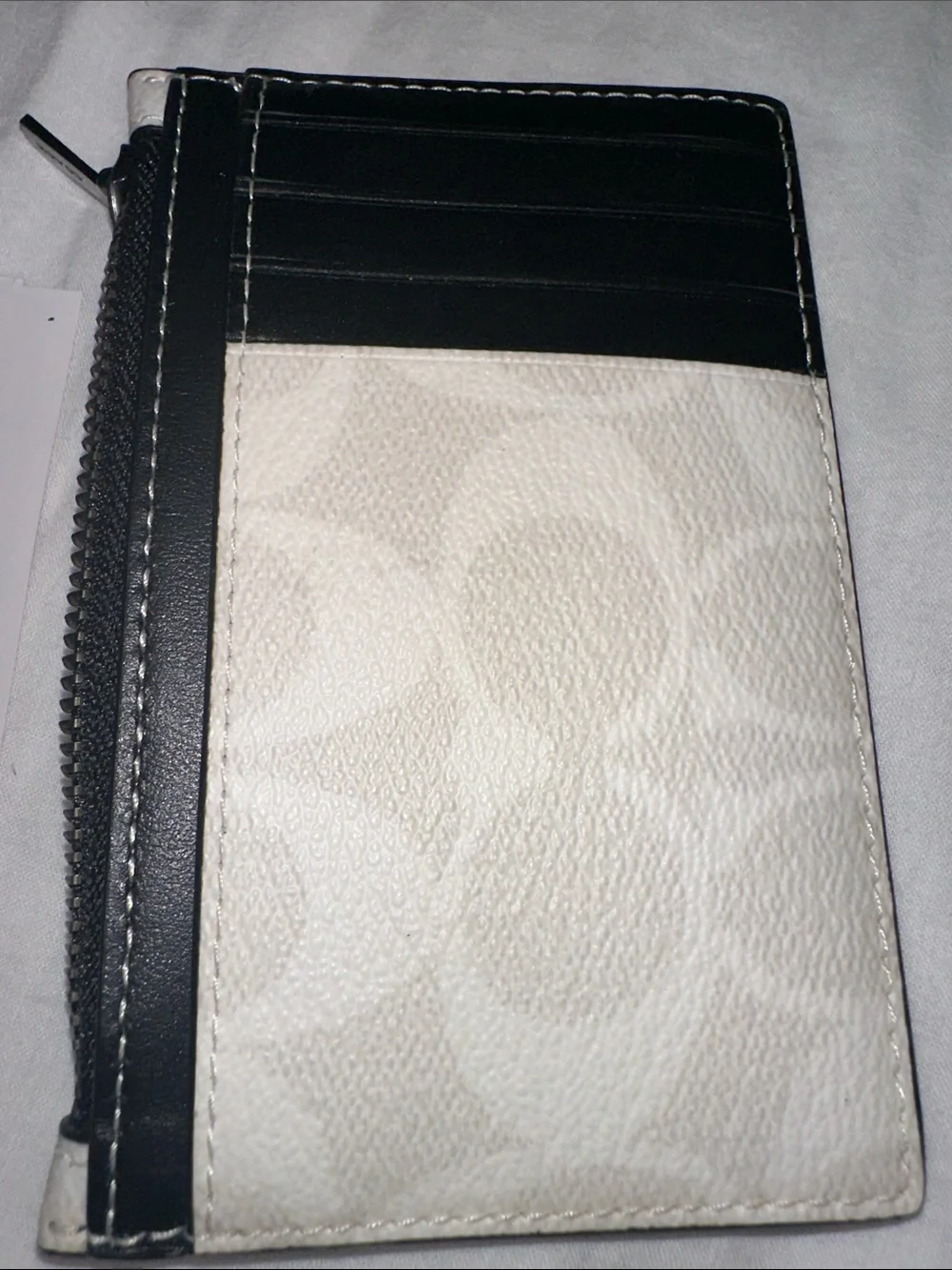 Coach White Signature Canvas Card & Key Holder